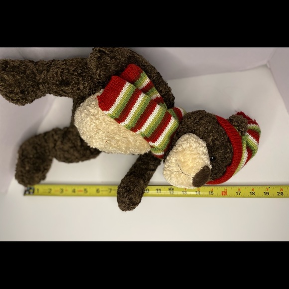 Eddie Bauer Gund Bear Plush Stuffed 15" Brown Tan Textured Hat Scarf Holiday VTG - Picture 4 of 9